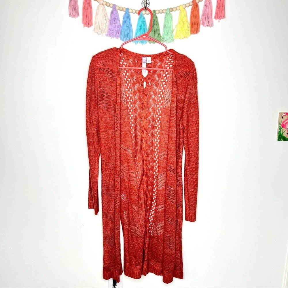 Alya Scarlett Open Knit Cardigan Duster with Braided Back Size Medium - Picture 10 of 10